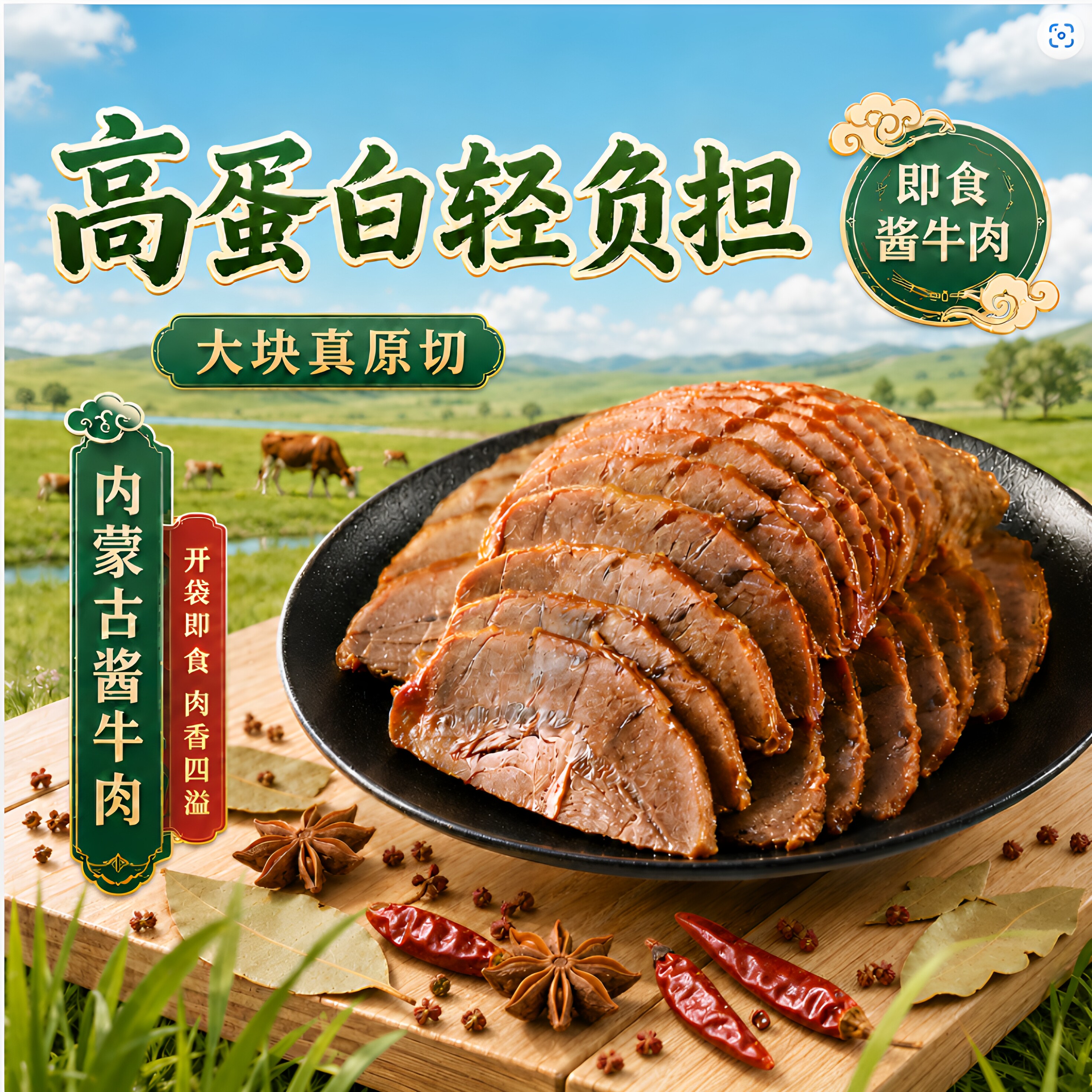 内蒙古酱牛肉特产即食卤牛肉熟食真空小包装五香健身开袋即食S