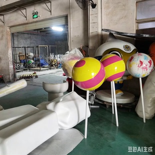 大型波板糖玻璃钢雕塑 网红甜品糖果组合道具景观件源头厂家定制
