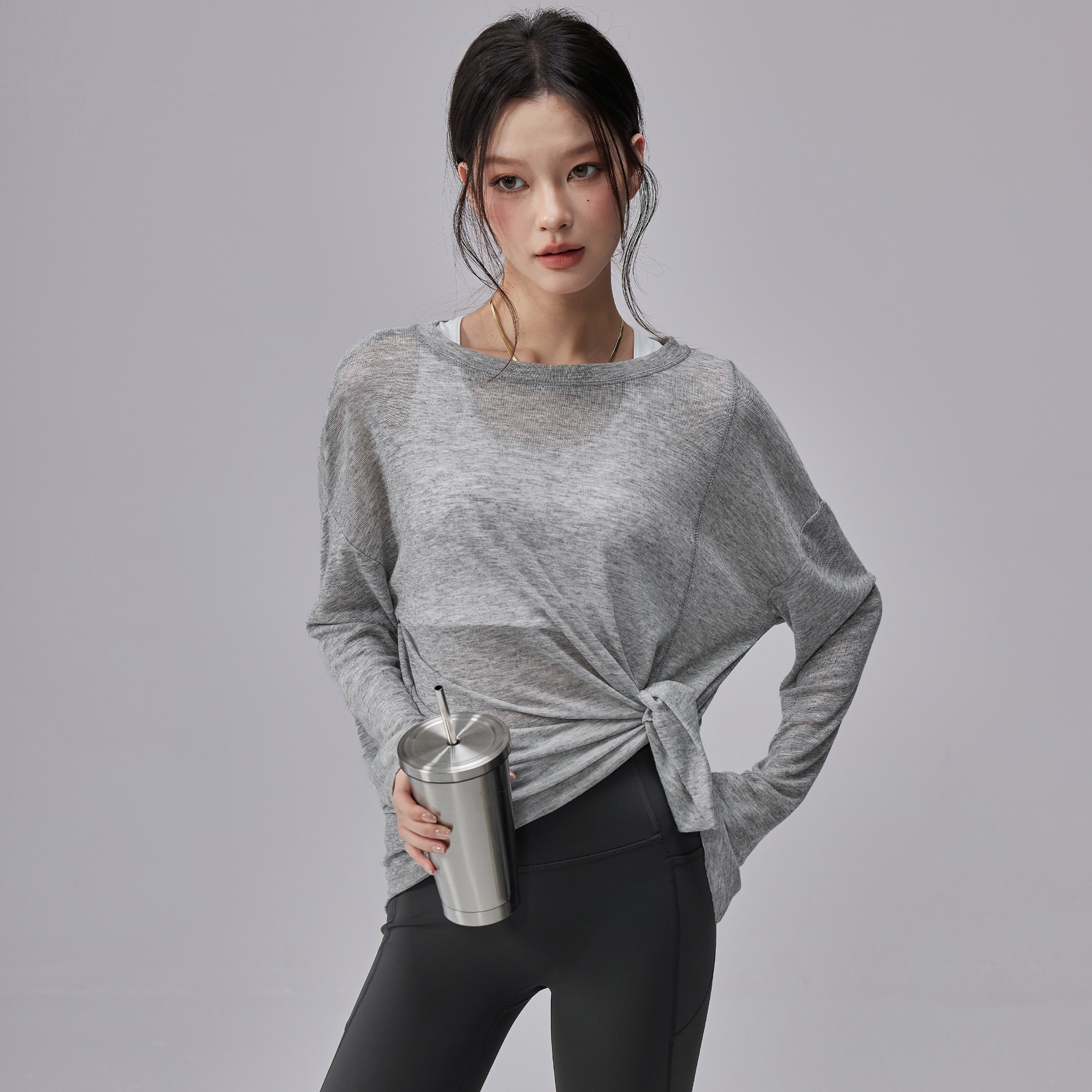 宋站瑜伽服罩衫女运动上衣跑步速干T恤训练健身薄款宽松显瘦长袖