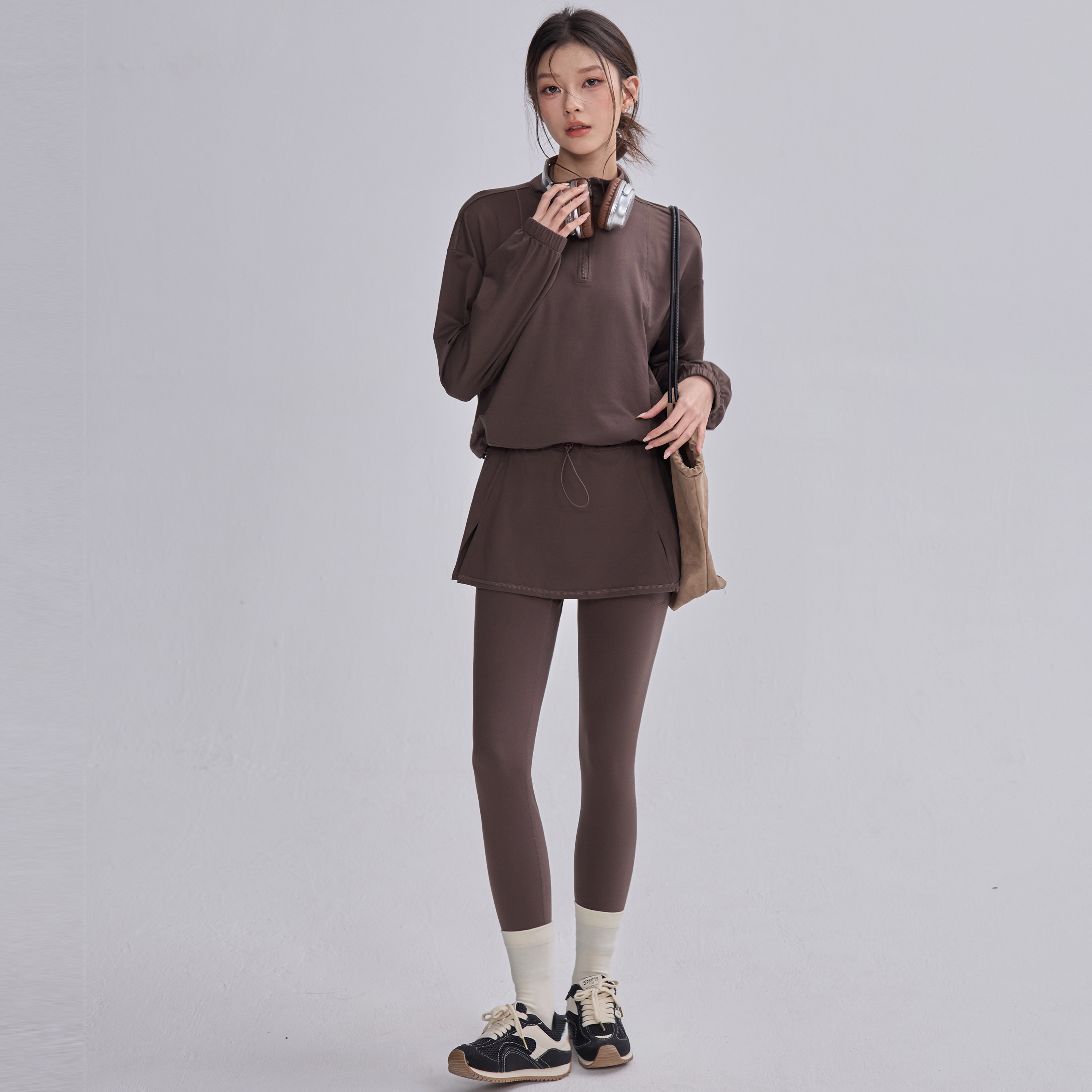 健身服套装女瑜伽普拉提训练宽松长袖假两件紧身裙裤跑步运动两件,运动服/休闲服装,健身衣,淘宝优惠券,粉丝福利购,淘宝优惠卷