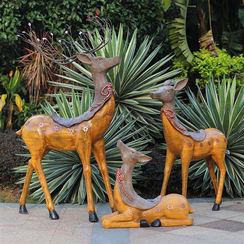 仿铜梅花鹿摆件户外玻璃钢圣诞鹿雕塑园林景观圣诞节商场酒店装饰