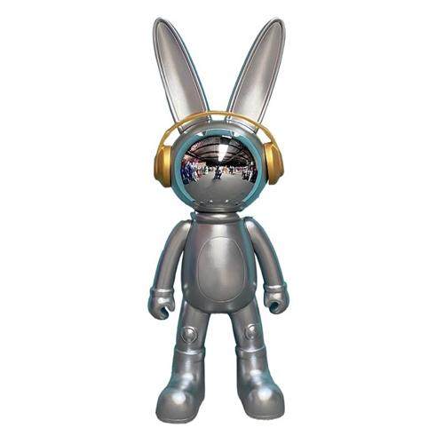 网红太空月光兔kaws粉色兔星际熊雕塑商场商业街酒吧店铺装饰摆件