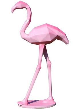 仿真玻璃钢几何火烈鸟雕塑园林景观水池白鹭丹顶鹤仙鹤装饰大摆件