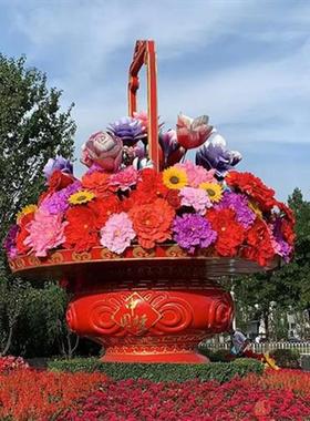 定制大型花篮雕塑玻璃钢户外广场公园国庆节日开业庆典装饰摆件