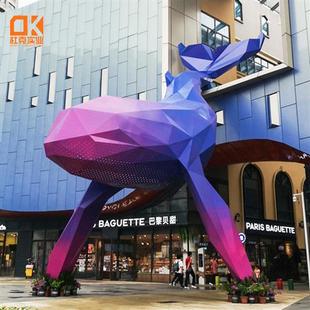 大型不锈钢鲸鱼雕塑商业街广场几何动物造型摆件户外园林景观小品
