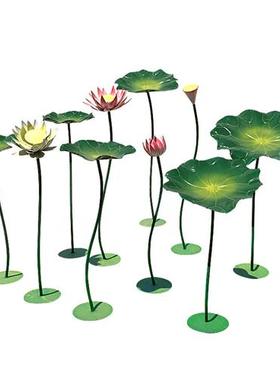 仿真荷叶金属艺术装饰品不锈钢荷花雕塑铁艺酒店商场水池庭院摆件