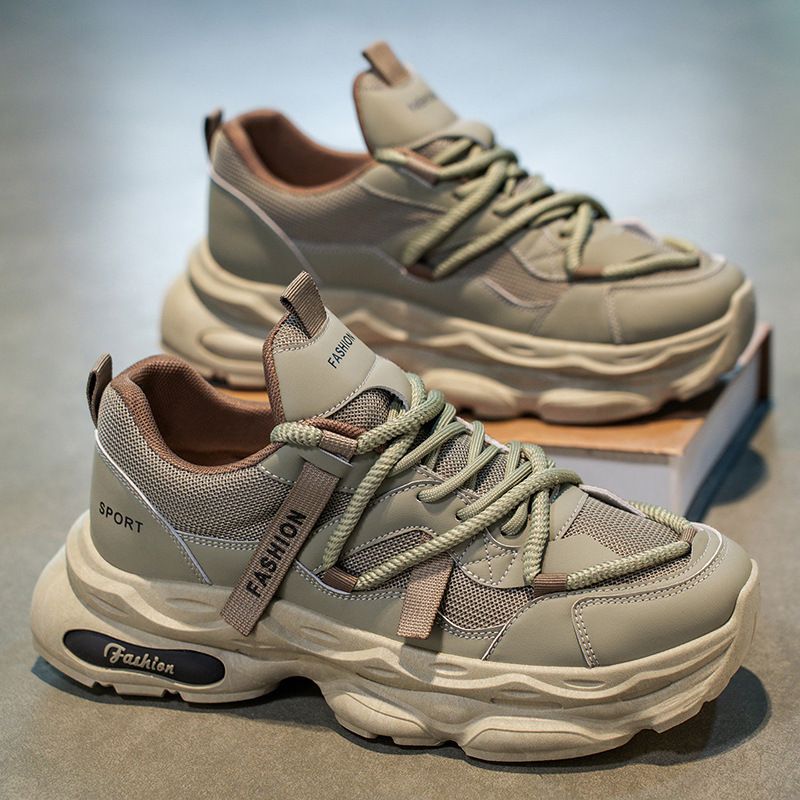 秋季男鞋国潮港风复古小众厚底老爹鞋子男潮流百搭休闲跑步运动鞋