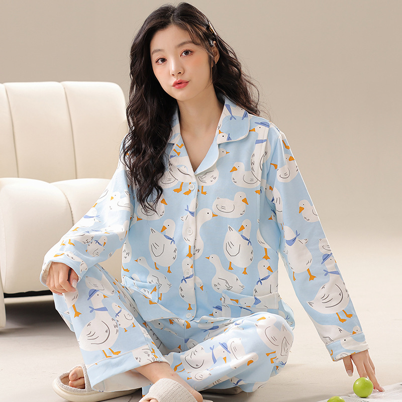 孕妇月子服睡衣女士秋冬款长袖开衫翻领产妇产后哺乳期家居服套装
