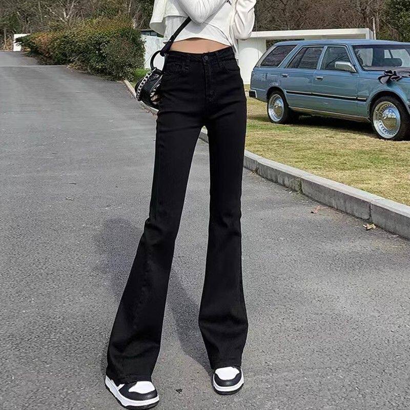 黑色微喇牛仔裤女2025春秋新款高腰显瘦休闲弹力喇叭裤韩版马蹄裤
