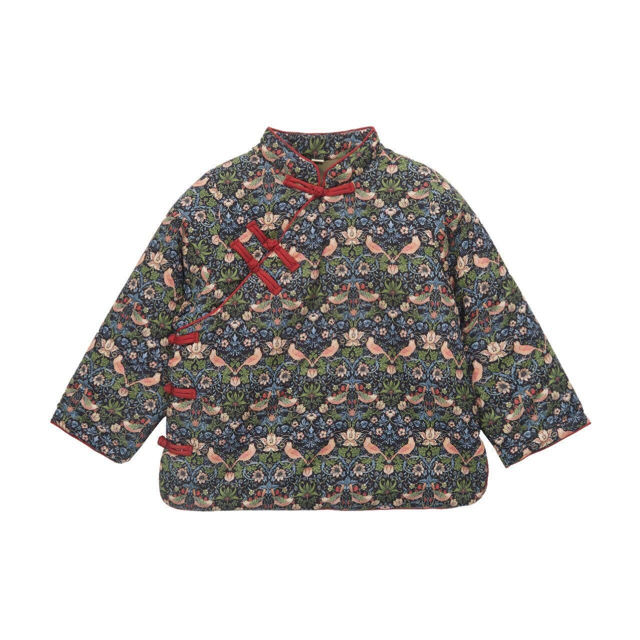 2026儿童秋冬棉服夹棉唐装女童改良汉服女宝绿色小鸟年服中小童