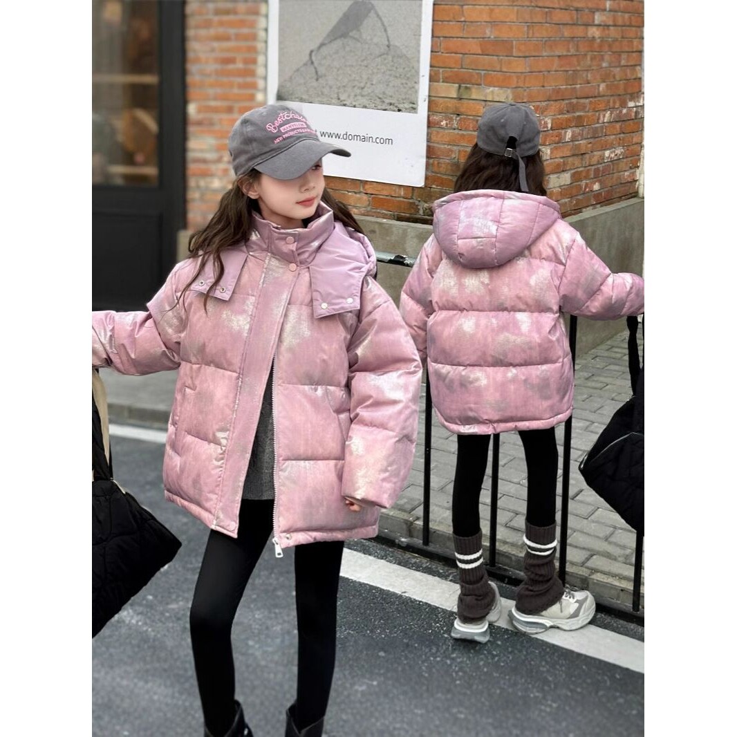 女童连帽羽绒棉服新款女大童冬装加厚儿童冬季免洗棉袄外套潮