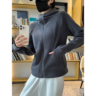 双面奥粒绒加厚保暖立体剪裁拉链高领卫衣外套女百搭棒球服上衣冬