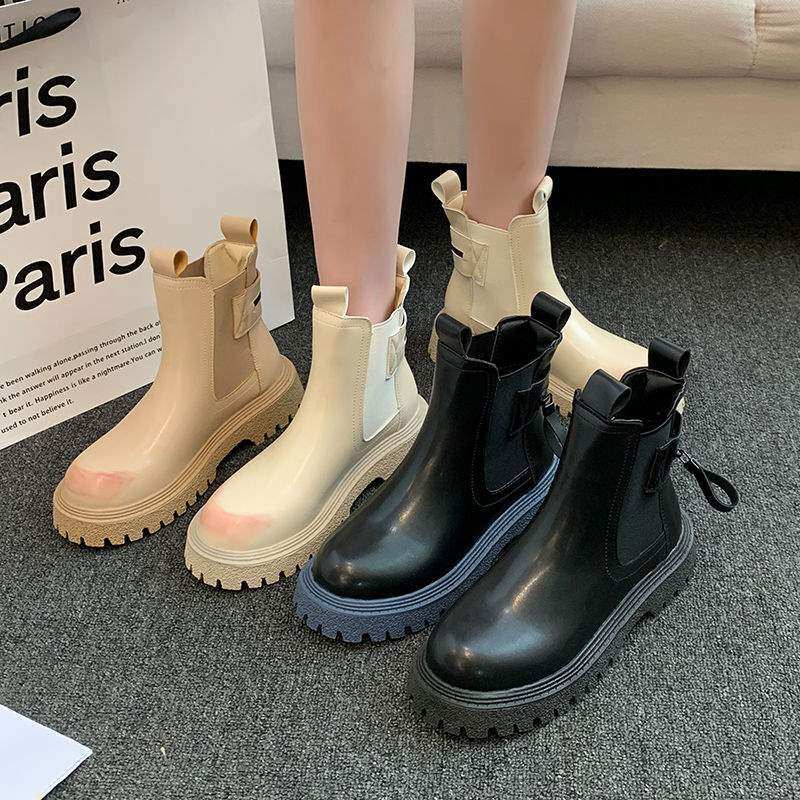 马丁靴女秋冬穿2025加绒皮鞋韩版复古套脚厚底英伦机车靴切尔西靴,童鞋/婴儿鞋/亲子鞋,皮靴,淘宝优惠券,粉丝福利购,淘宝优惠卷