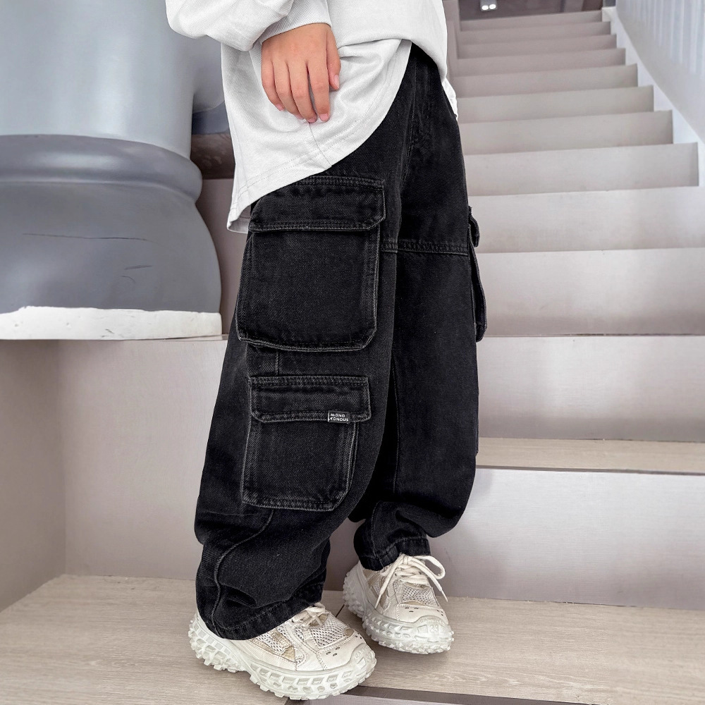 童装男童裤子冬季儿童加绒牛仔裤2025秋冬新款大童冬装工装长裤潮