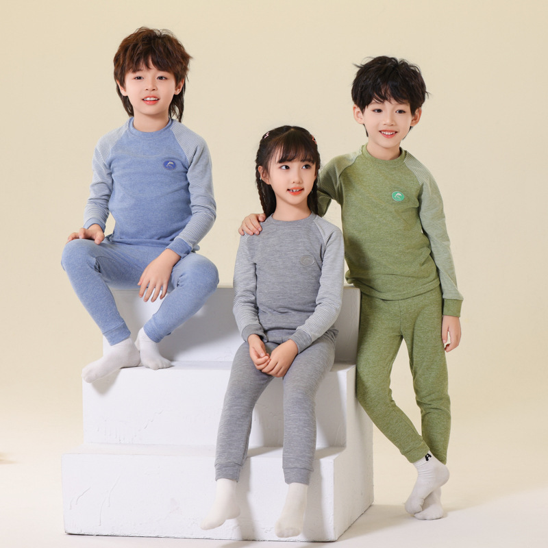 中大童冬季打底衫女睡衣家居服儿童保暖内衣套装男童彩绒秋衣秋裤