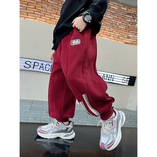 炸街休闲厚裤 男童秋冬运动灯笼加绒卫裤 儿童冬季 长裤 子潮 2025新款