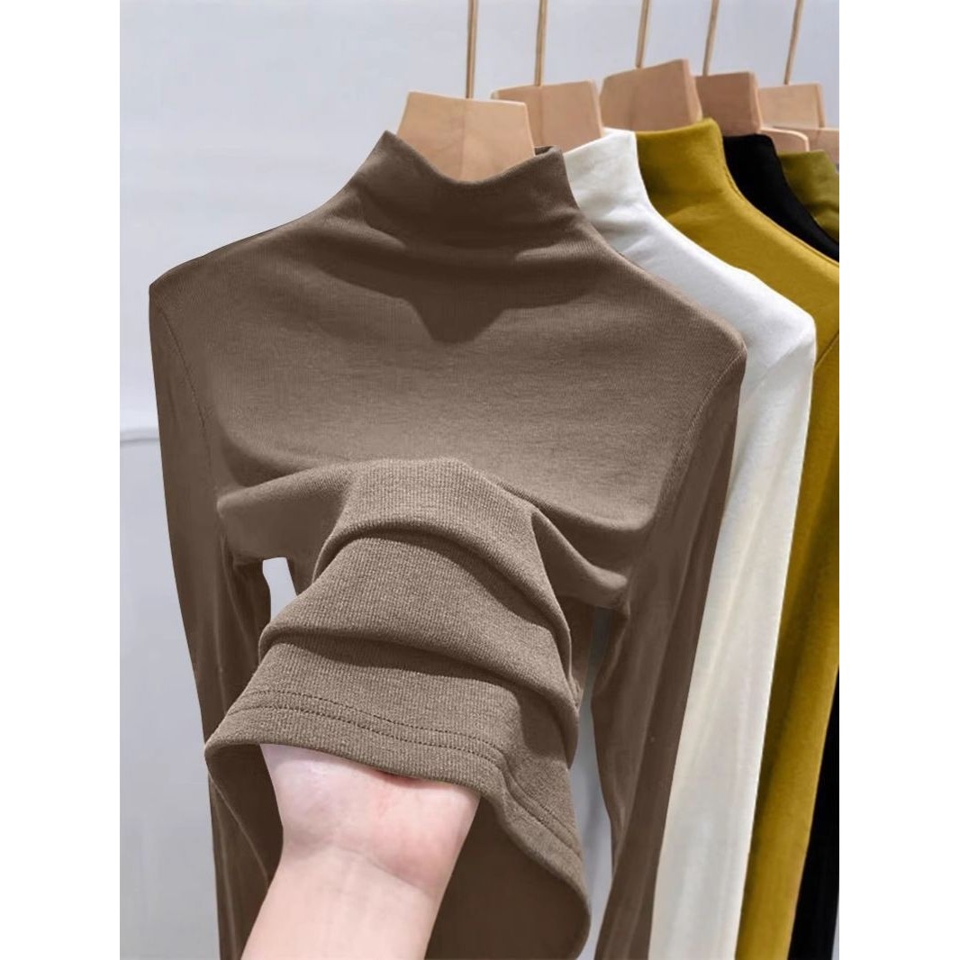 螺纹德绒半高领打底衫女新款春秋冬时尚长袖t恤修身德绒内搭上衣,女装/女士精品,大码内搭,淘宝优惠券,粉丝福利购,淘宝优惠卷