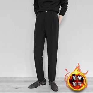 秋冬休闲裤男胖子九分裤子加肥加大码宽松抗皱垂感小脚西裤男
