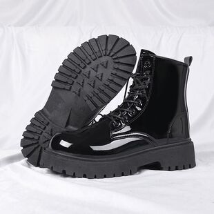 马丁靴男款高帮英伦风机车长筒鞋子工装皮靴夏季增高厚底中帮皮鞋