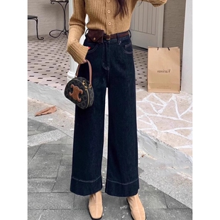 女高腰宽松小个子九分奶奶裤 百搭弹力直筒牛仔裤 子 新款 2025年春季