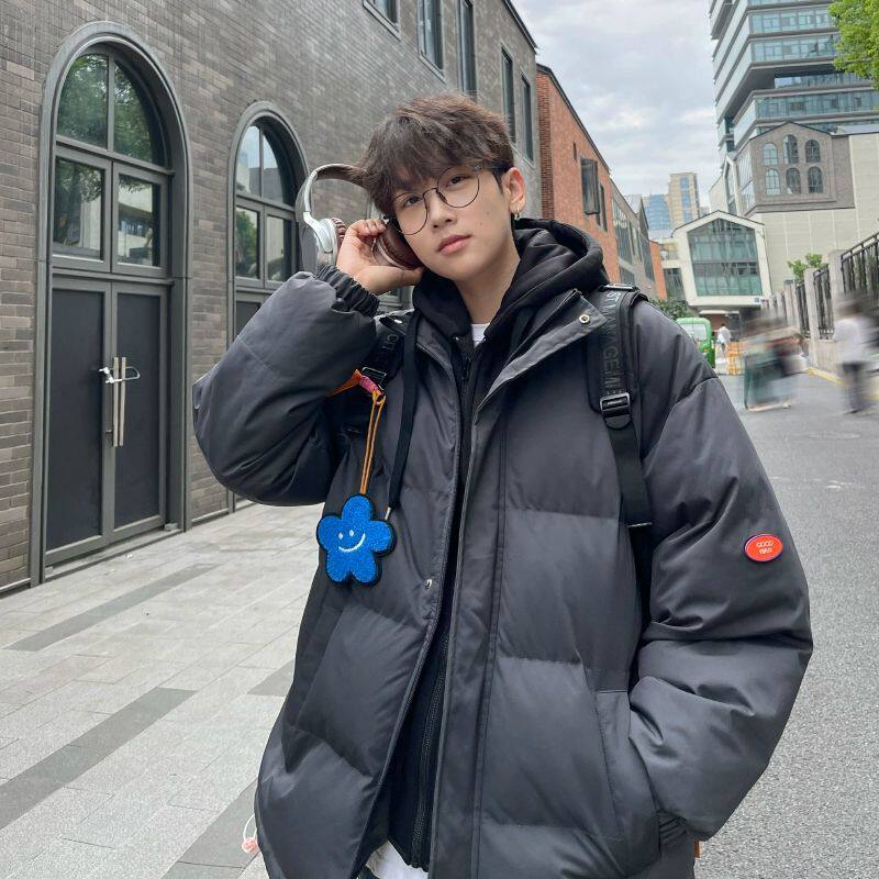 假两件棉服男新款保暖棉衣加肥加大码学生面包服冬季连帽外套