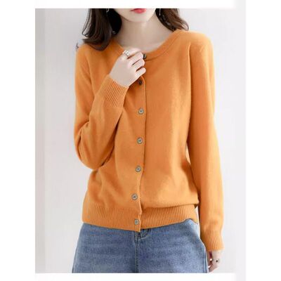 春秋新款气质圆领针织开衫女安迪绒宽松百搭外套显瘦外穿洋气毛衣