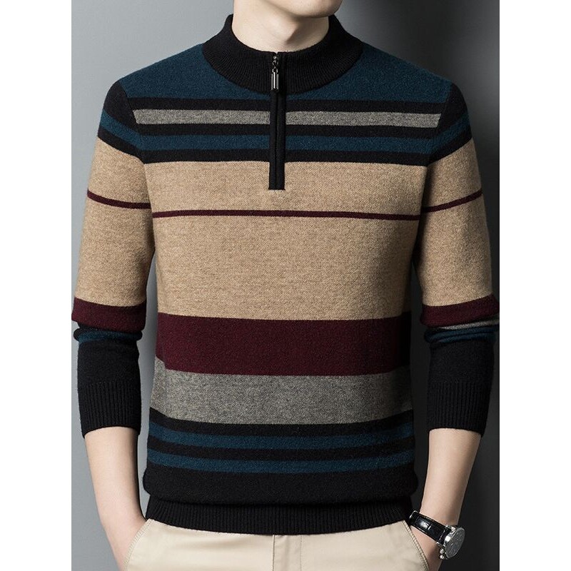 毛衣男士加厚打底秋冬季针织衫新款保暖拉链毛线衣男士羊毛衫