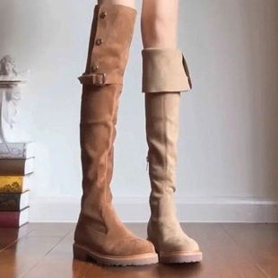 设计感辣妹炸街长靴女高筒时装 秋冬洋气高跟长筒靴 靴秋冬新款
