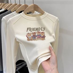 女童德绒打底衫加厚磨毛长袖T恤秋冬内搭中大童儿童秋冬装上衣潮