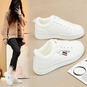 新款 加绒小白鞋 女ins韩版 2025冬季 百搭保暖学生软底休闲鞋 女PH662