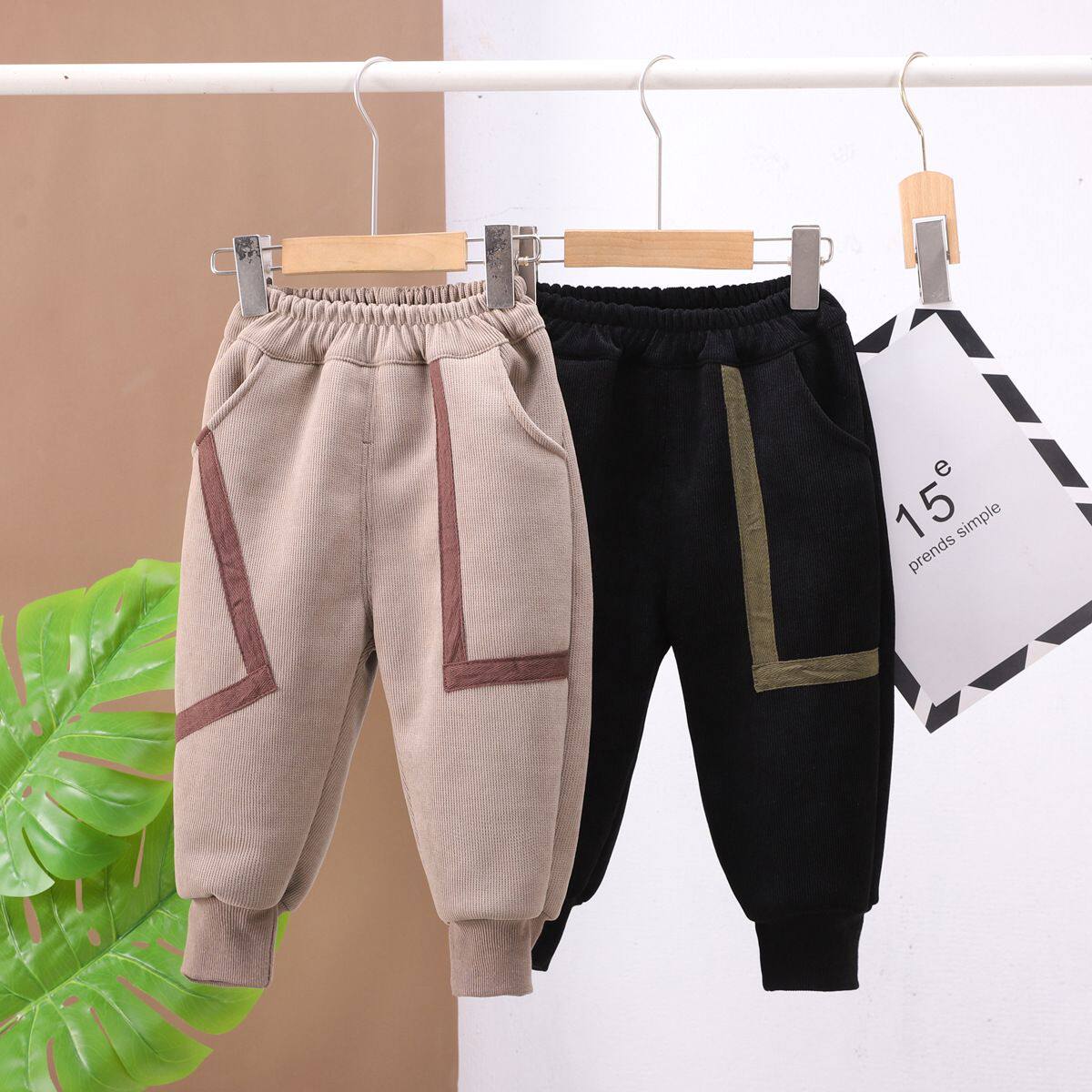 儿童裤子男童一体加绒卫裤新款童装冬季男宝宝冬装加厚休闲裤