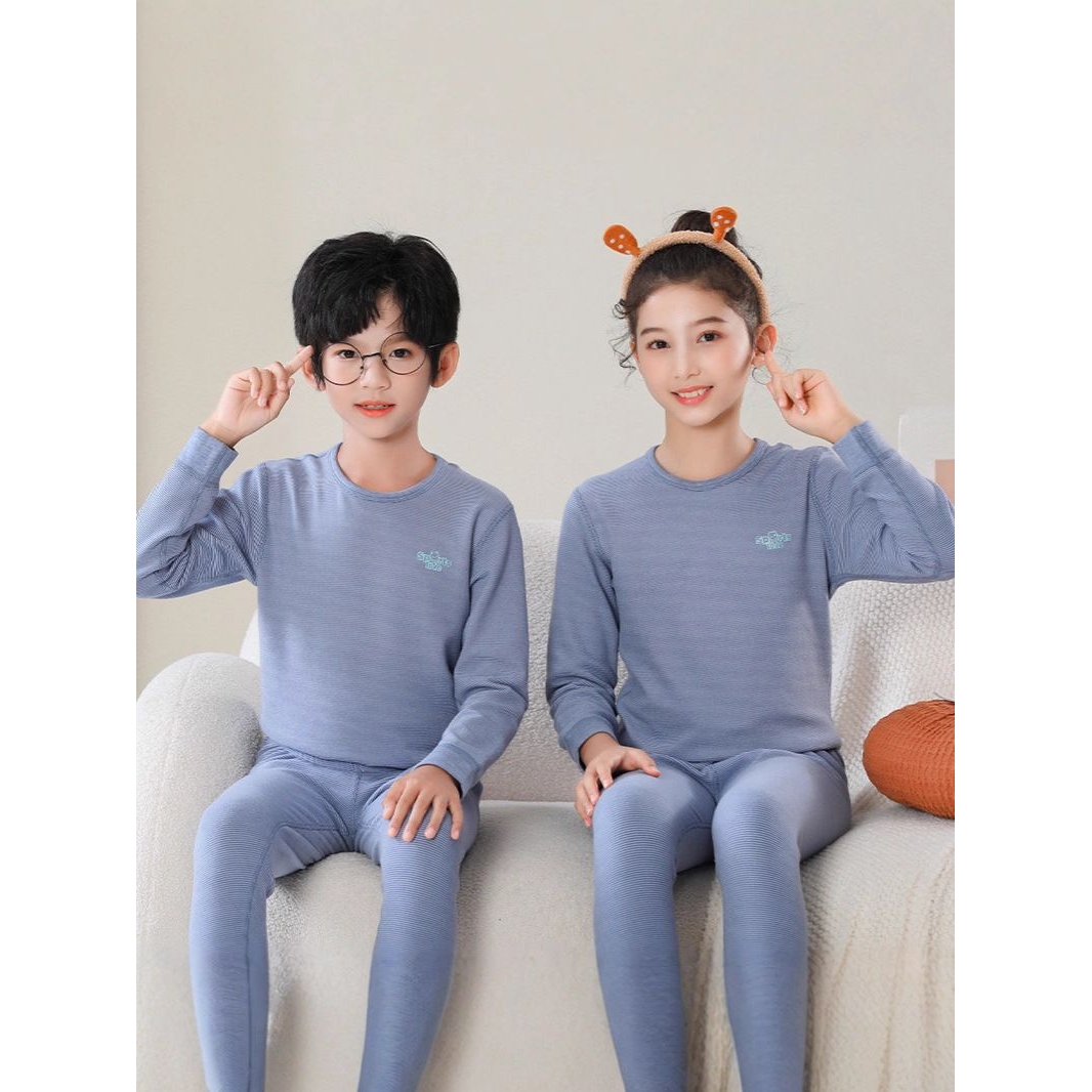 儿童保暖内衣德绒小中大童打底毛衫冬季男童秋衣秋裤女童睡衣套装