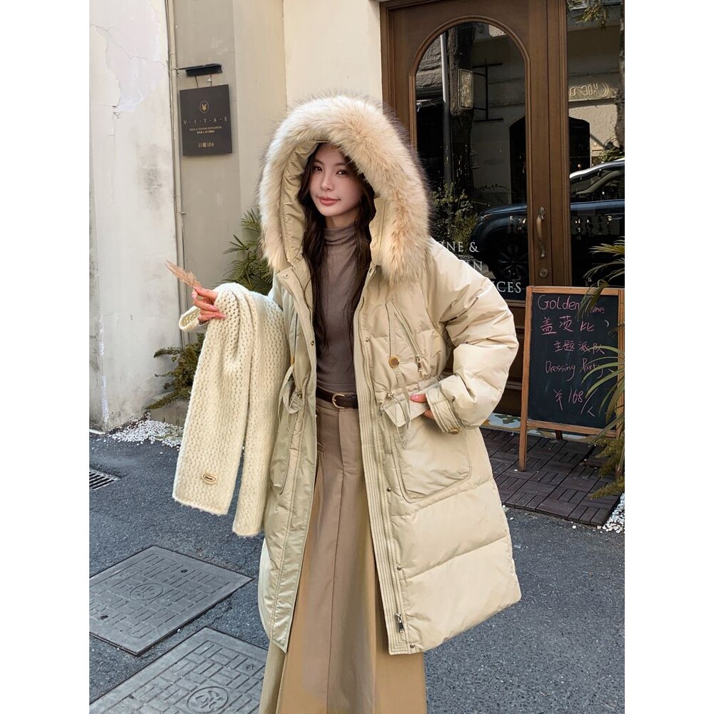 特大码羽绒服女中长款冬装200斤胖mm300加肥加大外套貉子毛领