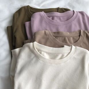 双面德绒长袖T恤女秋冬季保暖内搭打底衫宽松显瘦磨毛上衣ins百搭