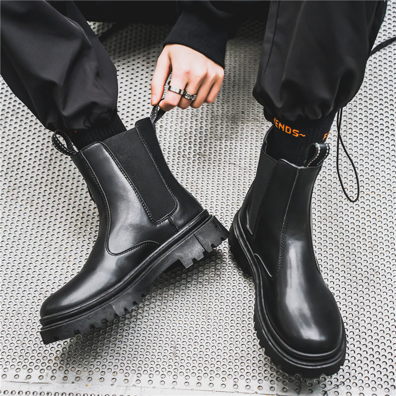 切尔西靴男高帮皮鞋英伦烟筒靴秋冬款马丁靴