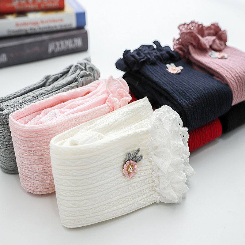 婴儿薄绒打底裤袜加绒小孩秋冬季男女宝宝保暖裤小童棉蕾丝内外穿