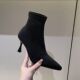 秋冬新款 时装 靴女7cm高跟鞋 欧美尖头细跟瘦瘦靴绒面弹力靴袜子靴