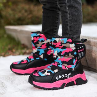 儿童雪地靴男童大棉鞋东北防滑加厚防寒保暖款冬季新款中大童棉靴