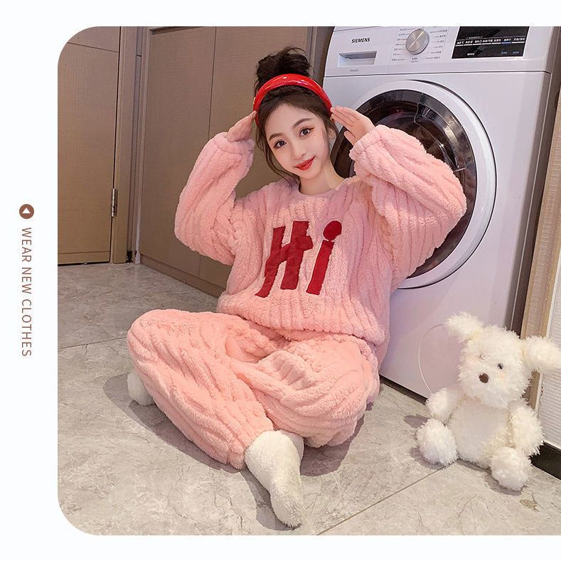 儿童珊瑚绒睡衣女童公主风加厚加绒秋冬法兰绒大童网红睡衣