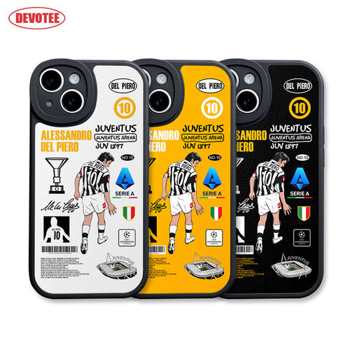 德尔皮耶罗手机壳ip13/14plus意甲15Promax尤文图斯iQOO11 P60全包边mate60皮纹软壳nova12足球K70荣耀90米14