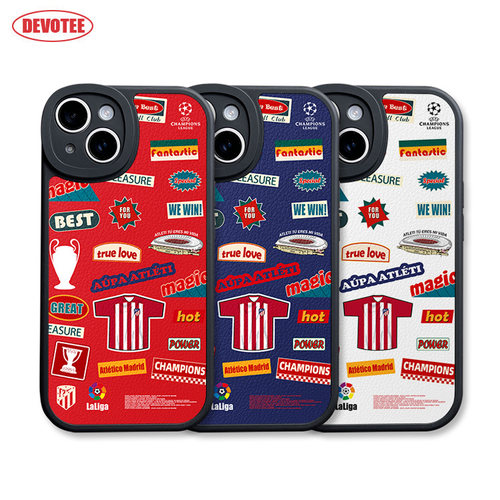 马德里竞技手机壳16Promax西甲15plus全包ip14/13mini皮纹软壳mate60马竞pura70足球K70米15荣耀90欧冠iQOO13