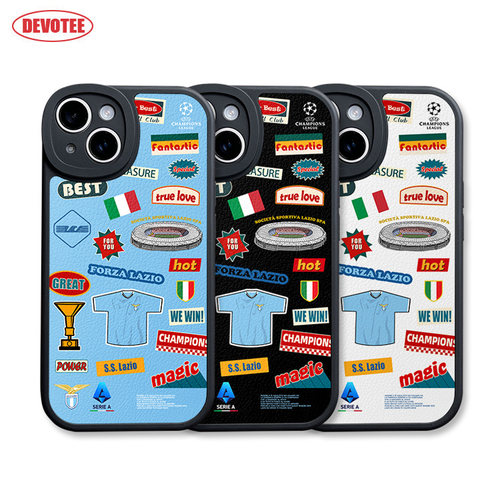 拉齐奥手机壳16Promax意甲15plus全包ip11/12/14/13mini皮纹软壳mate70/60欧冠p70足球K80米15荣耀200 iQOO13