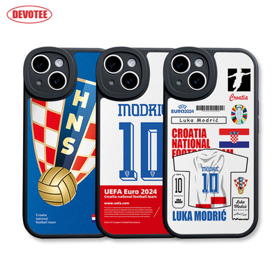 2024欧洲杯mate60莫德里奇15Promax手机壳ip14plus克罗地亚P60全包边iQOO11皮纹软壳nova12足球K70荣耀90米14