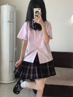 黑白粉蓝纯色尖领衬衫 基础款 原创日系角襟短袖 女 哥哥家JK制服