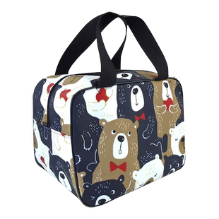 学生饭盒包防水便当包带拉链手拎袋平放餐盘加厚包