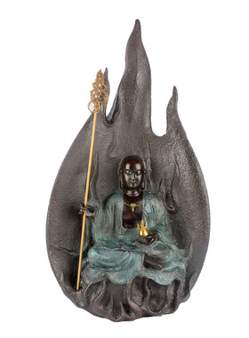 铜地藏王菩萨佛像摆件家居佛堂供奉青铜色大号地藏王佛像