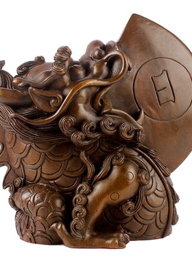 铜睚眦日月神兽龙有九子之睚眦铜龙斧头家居客厅摆件大号