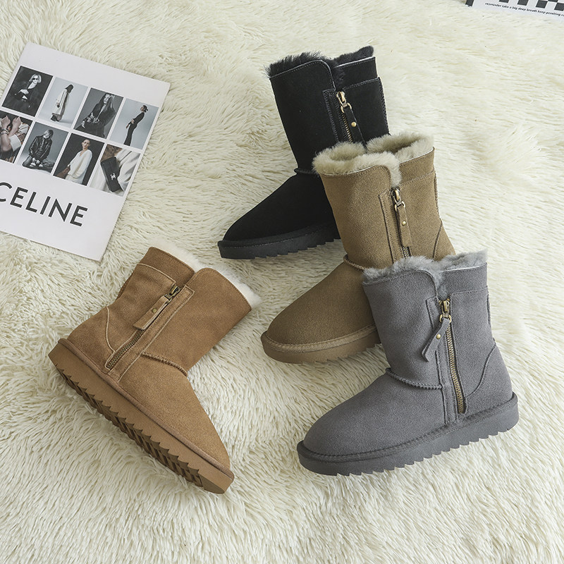 雪地靴女中筒2024新款冬季防滑