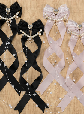 原创小偶像双马尾螺旋发夹蕾蕾系量产型推活abs珍珠链对夹洛丽塔