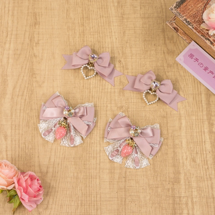 日系可爱量产型草莓2.0发夹对夹双马尾头饰Lolita手作公主蝴蝶结